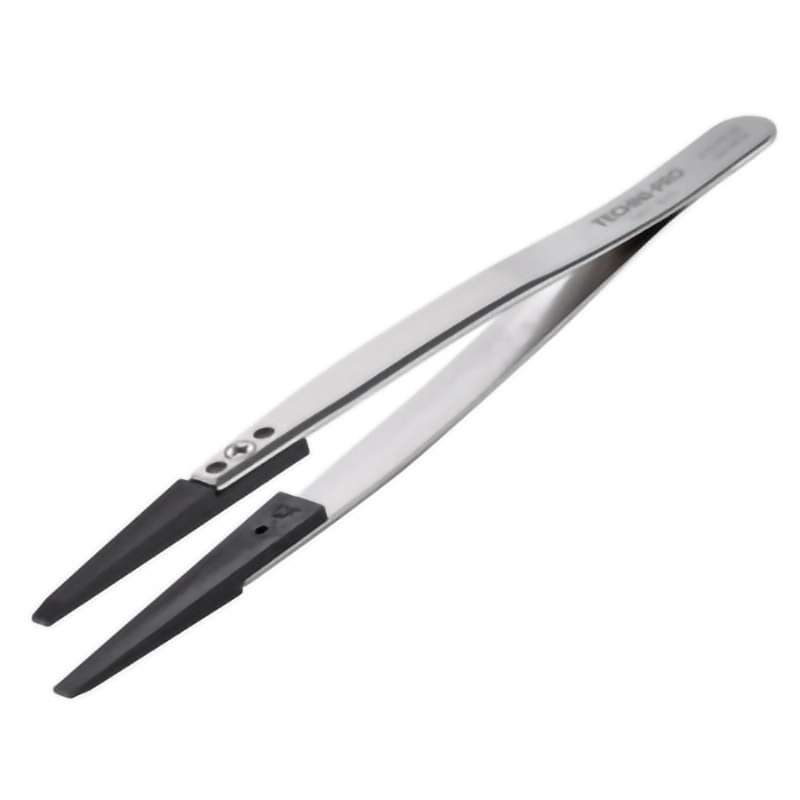 ESD Plastic Tip Tweezers, Style 272, Carbon Fiber Tips A272CF, Squared, 5.1"